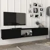 Image de [en.casa] Meuble TV Support Télé avec Compartiments Fermés et Ouverts Banc Télévision avec Espace de Rangement pour Console Jeux Salon Chambre Panneau de Particules 180 x 31 x 30 cm Noir