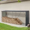 Image de casa.pro Abri-Bûches Couvert Solide Support pour Bois de Chauffage Robuste Range-Bûches pour Stockage Extérieur du Bois en Acier Galvanisé 352 x 80 x 152 cm Anthracite