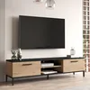Image de [en.casa] Meuble TV à 2 Portes Meuble de Rangement Design pour Salon avec 2 Espaces de Stockage 2 Passages de Câble Panneau de Particules Métal 39 x 160 x 35 cm Effet Chêne Noir