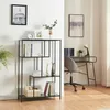 Image de [en.casa] Bibliothèque à 4 Niveaux Étagère Autoportante au Style Intemporel avec 4 Compartiments de Rangement pour Salon Chambre Bureau Acier 115 x 75 x 35 cm Noir Mat