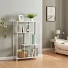 Image de [en.casa] Bibliothèque à 4 Niveaux Étagère Autoportante au Style Intemporel avec 4 Compartiments de Rangement pour Salon Chambre Bureau Acier 115 x 75 x 35 cm Blanc Mat