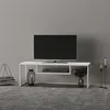 Image de [en.casa] Console Meuble TV de Salon Support Banc Télé Industriel avec Rangement 120 x 40 x 40 cm Métal Blanc