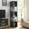 Image de [en.casa] Bibliothèque à 5 Niveaux Étagère Autoportante avec 5 Surfaces de Rangement Meuble de Stockage Design Intemporel pour Salon Bureau Chambre Acier Laqué 185 x 38 x 38 cm Noir