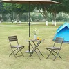 Image de [en.casa] Table de Camping Pliante avec Plateau Carré Table de Pique-Nique pour Jardin Terrasse Balcon Patio Extérieur Métal Plastique HDPE 62 x 62 x 73 cm Effet Bois Marron Foncé