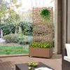 Image de casa.pro Jardinière Brise-Vue avec 4 roulettes Dont 2 avec Freins Cloison de Séparation Paravent avec Bac à Fleurs Protection Résistant Élégant Acier Galvanisé 190 x 82 x 38 cm Marron