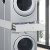 Image de [en.casa] Kit de Superposition Universel pour Appareils Électroménagers avec Tiroir Coulissant Cadre pour Machine à Laver Sèche-Linge Standard 60 cm Acier Laqué Blanc
