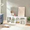 Image de [en.casa] Meuble TV Support Télé avec 7 Compartiments Ouverts Élégant Peu Encombrant Stable Accessoires Multimédia Décoration pour Salon Chambre Bureau Moderne MDF 140 x 40 x 48 cm Blanc