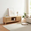 Image de [en.casa] Meuble TV avec 3 Compartiments de Rangement 2 Portes Coulissantes 2 Passages de Câbles Salon Peu Encombrant Bambou 150 x 42 x 50 cm Naturel