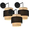 Image de lux.pro Lot de 3 Appliques Murales Style Intemporel Set de 3 Luminaires Murales Ensemble de 3 Lampes pour Salon Chambre Bureau Métal Plastique Polyester 36 x 30 x 18 cm Noir Beige