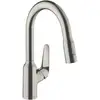 Image de hansgrohe Mitigeur monocommande évier 180 Focus M42 avec douchette extractible, 2 jets, aspect inox