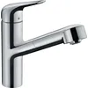 Image de hansgrohe Focus M42 - Mitigeur de cuisine avec douchette extractible, 1 jet, Robinet avec hauteur sous bec 150 mm, Robinetterie avec bec pivotant et extensible, Chromé, 71814000