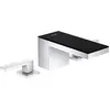 Image de Mélongeur lavabo 70 3 trou s, bonde push-open chromée/verre noir