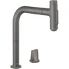 Image de hansgrohe Metris Select M71 Mitigeur de cuisine 2 trous 200, avec douchette extractible 2 jets, sBox, noir chromé brossé, 73818340