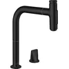 Image de hansgrohe Metris Select M71 Mitigeur de cuisine 2 trous 200, avec douchette extractible 2 jets, sBox, noir mat, 73818670