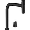 Image de hansgrohe Mitigeur évier 2 trous 200 Metris Sel. M71 avec douchette extractible, 2 jets, sBox, noir mat