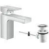 Image de hansgrohe Mitigeur de lavabo Vernis Shape, hauteur sous bec 100mm, économie d'eau (EcoSmart), robinet lavabo avec tirette et vidage, chromé, 71561000