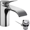 Image de hansgrohe Vivenis - Mitigeur de lavabo avec tirette et vidage, Robinet de salle de bain avec hauteur sous bec 80 mm, économie d'eau (EcoSmart), Chromé, 75010000