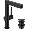 Image de hansgrohe mitigeur de lavabo Finoris, robinet lavabo 230 mm avec douchette extractible, 2 jets, avec bonde Push-Open, noir mat, 76063670
