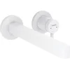 Image de hansgrohe Robinet de lavabo encastré Finoris - Pour montage mural - Avec bonde de vidage non verrouillable - Robinet de salle de bain économiseur d'eau - Blanc mat - Longueur d'écoulement : 228 mm