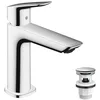 Image de hansgrohe Logis Mitigeur de lavabo 110, bonde Push Open, chromé, 71252000