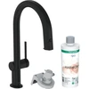 Image de hansgrohe Mitigeur monotrou de cuisine Aqittura M91 avec douchette extractible, 1 jet, set de démarrage, noir mat