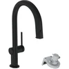 Image de hansgrohe Mitigeur monocommande évier Aqittura M91 avec douchette, sans filtre, 1 jet, noir mat