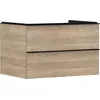 Image de Hansgrohe Xelu Q Meuble sous-lavabo, 780x550, 2 tiroirs, pour Console avec Vasque à Poser, 54076670, Couleur: Meuble chêne Naturel/poignée Noir Mat