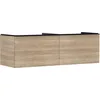Image de Hansgrohe Xelu Q Meuble sous-lavabo, 1560x550, 2 tiroirs, pour Console avec Vasque à Poser, Poli, 54072670, Couleur: Meuble chêne Naturel/poignée Noir Mat