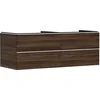 Image de Hansgrohe Xelu Q Meuble sous-lavabo, 1360x550, 4 tiroirs, pour vasques à Poser, sans découpe de Siphon, 54089700, Couleur: Meuble Noyer foncé/poignée Blanc Mat