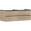 Image de Hansgrohe Xelu Q Meuble sous-lavabo, 1360x550, 4 tiroirs, pour vasques à Poser, sans découpe de Siphon, 54088670, Couleur: Meuble chêne Naturel/poignée Noir Mat