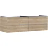 Image de Hansgrohe Xelu Q Meuble sous-lavabo, 1560x550, 4 tiroirs, pour vasques à Poser, sans découpe de Siphon, 54092700, Couleur: Meuble chêne Naturel/poignée Blanc Mat