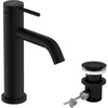 Image de hansgrohe Tecturis S - Mitigeur de lavabo avec tirette et vidage, Robinet de salle de bain avec hauteur sous bec 110 mm, économie d'eau (EcoSmart+), Noir mat, 73310670