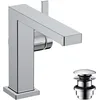 Image de hansgrohe Tecturis E Fine - Mitigeur de lavabo avec vidage Push-Open, économie d'énergie (CoolStart), Robinet de salle de bain avec hauteur sous bec 110mm, économie d'eau (EcoSmart+), Chromé, 73020000