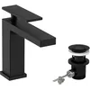 Image de hansgrohe Tecturis E - Mitigeur de lavabo avec tirette et vidage, économie d'énergie (CoolStart), Robinet de salle de bain avec hauteur sous bec 110 mm, économie d'eau (EcoSmart+), Noir mat, 73014670