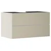 Image de Hansgrohe Xevolos E Meuble sous-lavabo, 2 tiroirs, 1 découpe au Centre, 980x550x555mm, pour Plan de Toilette à Poser, 54191390, Couleur: Corps Beige Sable Mat, façade Bronze structuré