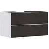 Image de Hansgrohe Xevolos E Meuble sous-lavabo, 2 tiroirs, 1 découpe au Centre, 980x550x555mm, pour Plan de Toilette à Poser, 5419, Couleur: Corps Blanc Mat, façade chêne foncé