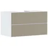 Image de Hansgrohe Xevolos E Meuble sous-lavabo, 2 tiroirs, 1 découpe au Centre, 980x550x555mm, pour Plan de Toilette à Poser, 54190390, Couleur: Corps Blanc Mat, façade Bronze structuré