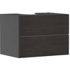 Image de Hansgrohe Xevolos E Meuble sous-lavabo, 2 tiroirs, 1 découpe au Centre, 780x550x555mm, pour Plan de Toilette à Poser, 5418, Couleur: Corps Gris Ardoise Mat, façade chêne foncé