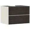 Image de Hansgrohe Xevolos E Meuble sous-lavabo, 2 tiroirs, 1 découpe au Centre, 780x550x555mm, pour Plan de Toilette à Poser, 54188730, Couleur: Corps Beige Sable Mat, façade chêne foncé