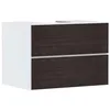 Image de Hansgrohe Xevolos E Meuble sous-lavabo, 2 tiroirs, 1 découpe au Centre, 780x550x555mm, pour Plan de Toilette à Poser, 54187730, Couleur: Corps Blanc Mat, façade chêne foncé