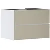Image de Hansgrohe Xevolos E Meuble sous-lavabo, 2 tiroirs, 1 découpe au Centre, 780x550x555mm, pour Plan de Toilette à Poser, 54187390, Couleur: Corps Blanc Mat, façade Bronze structuré