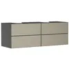 Image de Hansgrohe Xevolos E Meuble sous-lavabo, 4 tiroirs, 2 découpes, 1570x550x555mm, pour Plan de Toilette avec 2 vasques à Poser, 54201390, Couleur: Corps Gris Ardoise Mat, façade Bronze structuré