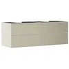 Image de Hansgrohe Xevolos E Meuble sous-lavabo, 4 tiroirs, 2 découpes, 1570x550x555mm, pour Plan de Toilette avec 2 vasques à Poser, 54200390, Couleur: Corps Beige Sable Mat, façade Bronze structuré