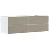 Image de Hansgrohe Xevolos E Meuble sous-lavabo, 4 tiroirs, 2 découpes, 1570x550x555mm, pour Plan de Toilette avec 2 vasques à Poser, 54199390, Couleur: Corps Blanc Mat, façade Bronze structuré