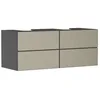 Image de Hansgrohe Xevolos E Meuble sous-lavabo, 4 tiroirs, 2 découpes, 1370x550x555mm, pour Plan de Toilette avec 2 vasques à Poser, 54198390, Couleur: Corps Gris Ardoise Mat, façade Bronze structuré