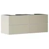 Image de Hansgrohe Xevolos E Meuble sous-lavabo, 4 tiroirs, 2 découpes, 1370x550x555mm, pour Plan de Toilette avec 2 vasques à Poser, 5419, Couleur: Corps Beige Sable Mat, façade Bronze structuré