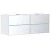 Image de Hansgrohe Xevolos E Meuble sous-lavabo, 4 tiroirs, 2 découpes, 1370x550x555mm, pour Plan de Toilette avec 2 vasques à Poser, 54196320, Couleur: Corps Blanc Mat, façade Blanc métallisé