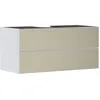 Image de Hansgrohe Xevolos E Meuble sous-lavabo, 2 tiroirs, 1 découpe au Centre, 1180x550x555mm, pour Plan de Toilette à Poser, 54193390, Couleur: Corps Blanc Mat, façade Bronze structuré