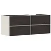 Image de Hansgrohe Xevolos E Meuble sous-lavabo, 4 tiroirs, 1 découpe à Droite, 1370x550x555mm, pour Console avec Vasque à Poser à Droite, 54240730, Couleur: Corps Beige Sable Mat, façade chêne foncé