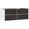 Image de Hansgrohe Xevolos E Meuble sous-lavabo, 4 tiroirs, 1 découpe à Droite, 1370x550x555mm, pour Console avec Vasque à Poser à Droite, 542, Couleur: Corps Blanc Mat, façade chêne foncé